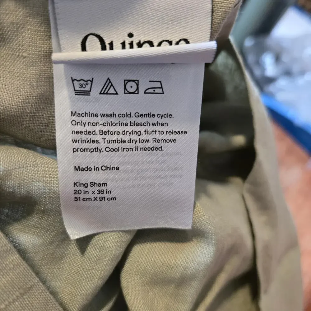 NWOT Quince 100% European Flax Linen Duvet Cover Set King Cal King 2 Shams Sage